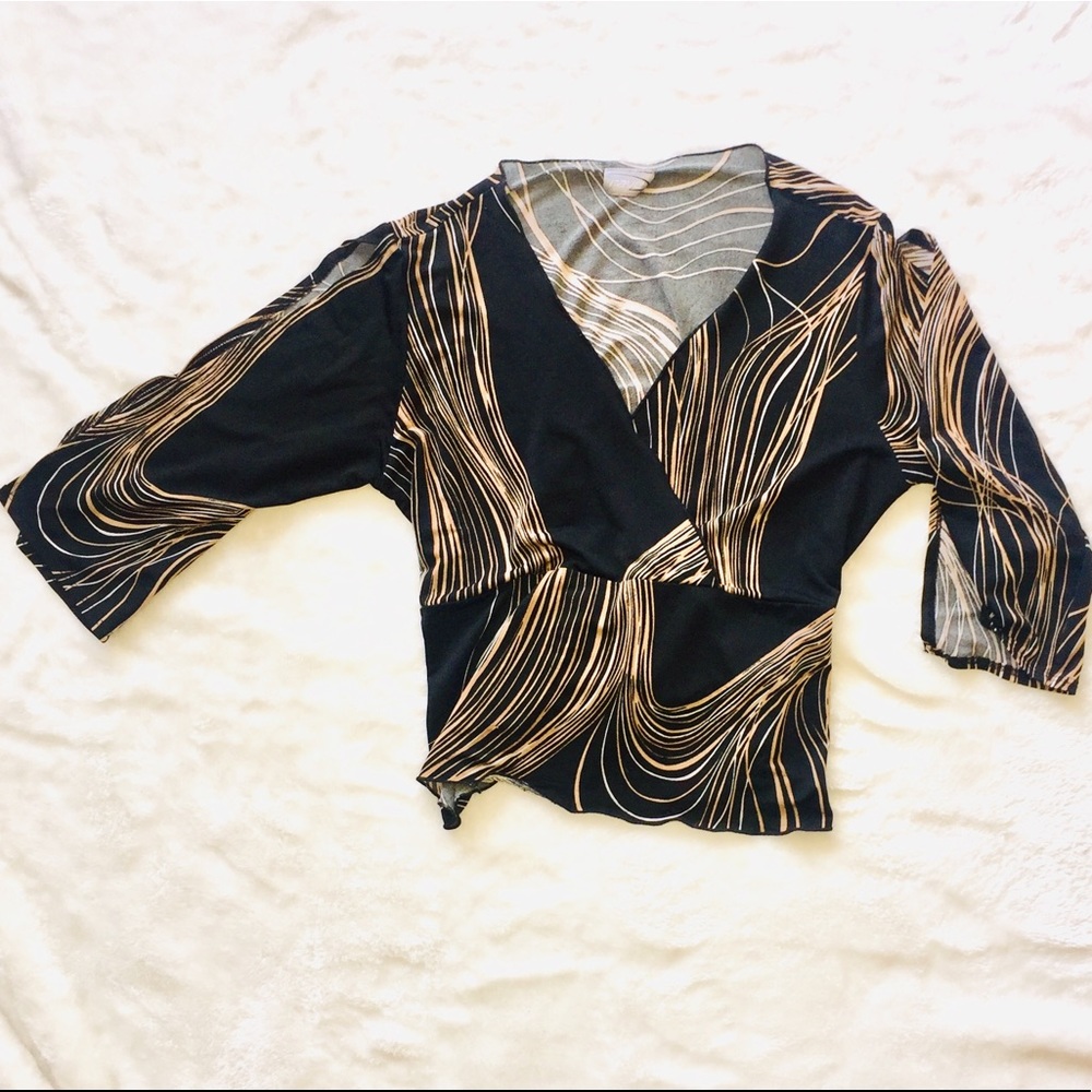 Rave black and gold top with tie.